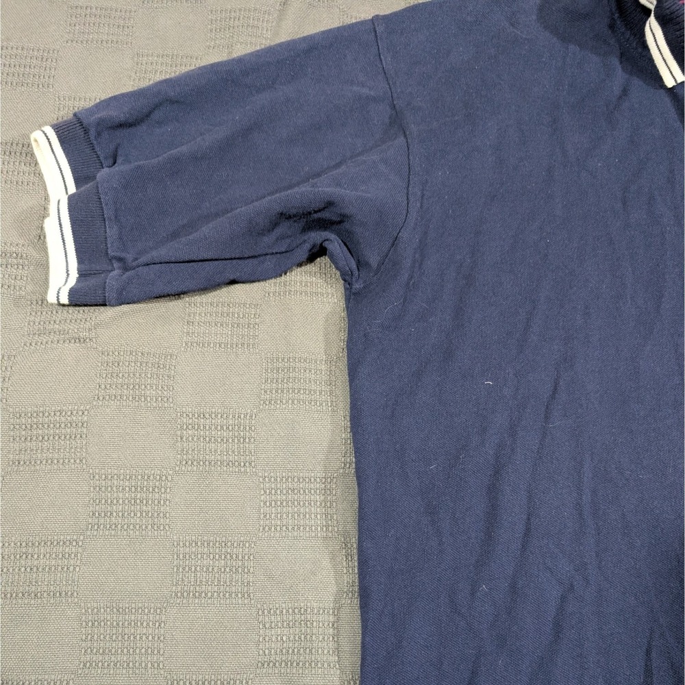 Fruit of the Loom Mens XL Navy Blue Cotton Pique Polo Shirt Tipped Collar - Picture 3 of 8